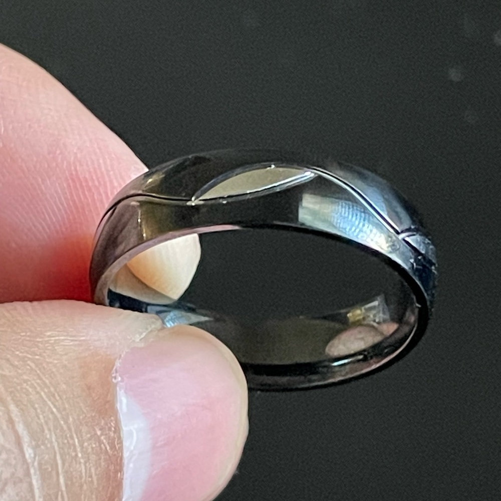 6mm black stainless steel men ring band